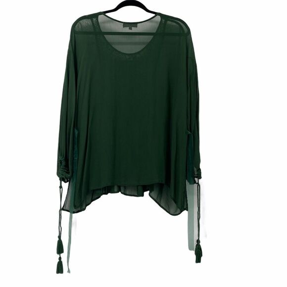 World Market Green Sheer Boho Blouse - Picture 3 of 8